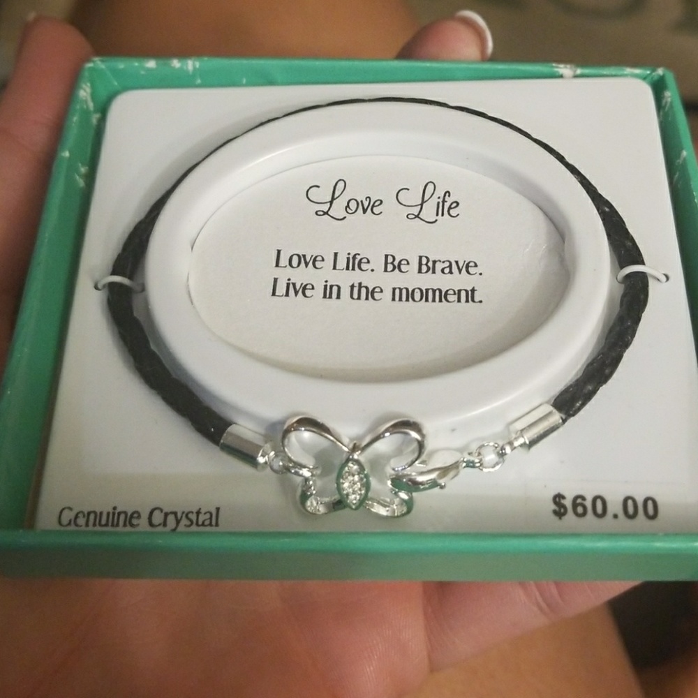 Butterfly accent genuine crystal bracelet